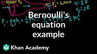 Bernoullis example problem  Fluids  Physics  Khan Academy [upl. by Leibman291]