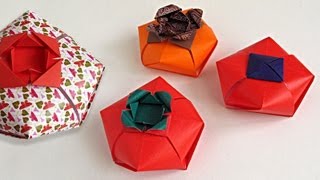 How to Fold an Origami TomatoBox  Caja tomate [upl. by Delia]