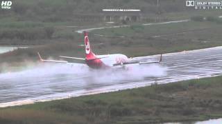 Take Off and Landing compilation with heavy rain at Kerkyra Airport Corfu CFU FULL HD [upl. by Yleve794]