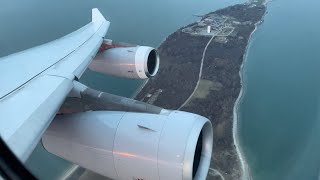 4KLufthansa A340300 Stunning Takeoff From Boston with Engine View [upl. by Leventis]