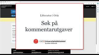 Litteratur i Oria Søk på kommentarutgave 2024 [upl. by Sillig]