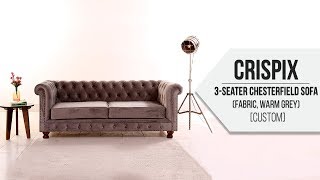 chesterfield sofa Crispix 3 Seater Chesterfield Sofa Fabric Warm Grey [upl. by Durwood]