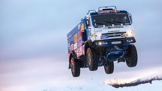 Russian Kamaz Truck Sends a Snow Jump [upl. by Doehne279]