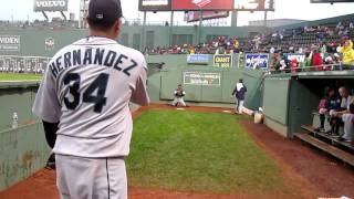 Felix Hernandez Bullpen Fenway Park August 25 2010 WWWBULLPENVIDEOSCOM [upl. by Ellenig872]