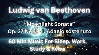 Moonlight Sonata  60 min  Music for Sleep Focus Study Work Meditation and Relax [upl. by Wyne]