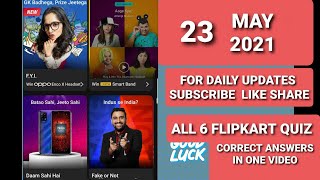 Win Phone ALL 6 FLIPKART QUIZ ANSWERS TODAY 23 MAYFLIPKART QUIZ TODAY  FLIPKART ANSWERS TODAY [upl. by Ebeohp]