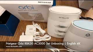 Netgear Orbi RBK50 AC3000 Set Unboxing  English 4K [upl. by Xuaegram444]