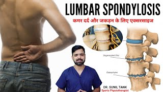 Lumbar spondylosis exercises  कमर दर्द और जकड़न  Lumbar canal stenosisDrSunilTankPhysioPoint [upl. by Eevets]