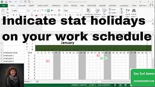 How to indicate stat holidays on your work schedule in Excel [upl. by Jaddan]