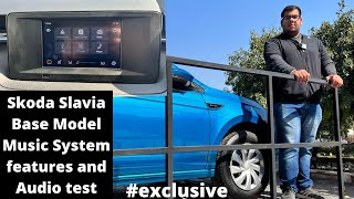 Skoda Slavia Base Model Music System  Detailed Video 😎  First on youtube  Audio Test  Features 🔥 [upl. by Yelkao]