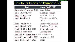 jour fériés 2023 jour fériés 2023 paris jour fériés jour fériés 2023 calendrier [upl. by Hy]