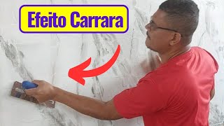 Como Fazer Efeito Mármore Branco Carrara Usando Massa Acrílica [upl. by Siloa]