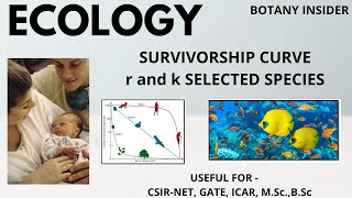 Ecology Survivorship Curve  r and k Selected Species CSIRNET JRF GATE  BotanyInsider [upl. by Htabmas]