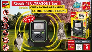 ACTO RUSCH4  REPULSIF A ULTRASONS 3EN1 CHIENS  CHATS  RENARDS  LAPINS  FOUINES  HERONS [upl. by Lennard200]