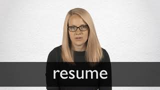 How to pronounce RESUME in British English [upl. by Kellyann]