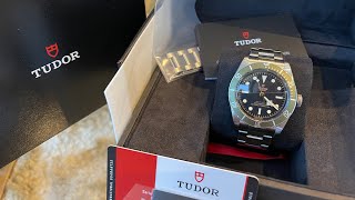 Unboxing amp Review Tudor Black Bay Harrods 79230G  the rarest Tudor you can buy [upl. by Randi694]