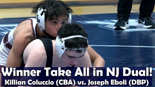 Winner Take All at 106 lb in NJ State Duals  Killian Coluccio CBA vs Joseph Eboli Don Bosco [upl. by Yelekalb]