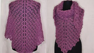 شال كروشيه مثلث جديد بغرزة مميزةcrochet shawl [upl. by Aimee]