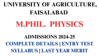 UAF MPhil Physics Admissions 202425  Physics  University of Agriculture Faisalabad [upl. by Ardnoik]