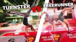 TURNSTER VS FREERUNNER IN TRAMPOLINEPARK  Jumpxl [upl. by Ezechiel]