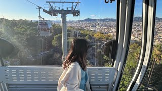 Spectacular Gondola Ride View to the Top of Montjuïc Castle l Barcelona l Spain l 4K [upl. by Anitsihc]