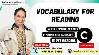 Vocabulary words starting with alphabet quot𝘾quot in OET reading  OET READING  oet for nurses  doctors [upl. by Ccasi]