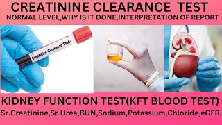 CREATININE CLEARANCE TESTNORMAL RANGE DECREASED CREATININE CLEARANCE GFRSERUM CREATININEKFT [upl. by Igor]