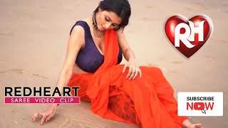 Redheart Saree Lover  Maria in Orange Saree Photoshoot HD1080p  Saree Lover  Saree Beauty  Navel [upl. by Rj753]