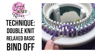 Rotating Double Knit Loom Bind Off Relaxed Basic Bind Off CC [upl. by Dub]