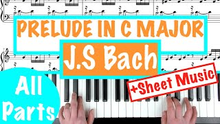 How to play PRELUDE IN C MAJOR by JS Bach Piano Tutorial  Sheet Music [upl. by Gomar]