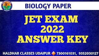 JET  2022  BIOLOGY PAPER ANSWER KEY  PAPER SOLUTION [upl. by Edwine19]