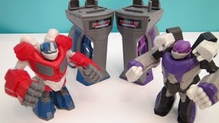 TRANSFORMERS OPTIMUS PRIME AND MEGATRON BATTLE MASTERS PLAYSET VIDEO TOY REVIEW [upl. by Ynaffital]