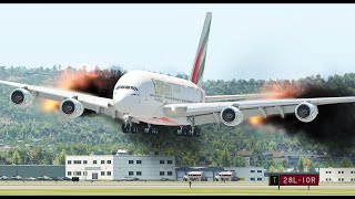 A380 Emergency Landing After Birds Strike XP11 [upl. by Annmarie]