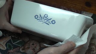 Cleaning a CorningWare Blue Cornflower Loaf Pan  GoodWill Find [upl. by Yrok]