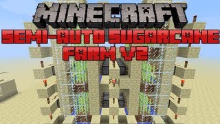 Minecraft SemiAuto Sugarcane Farm V2 Tutorial  100 Loot Efficient [upl. by Pinsky]