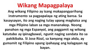 wikang mapagpalaya essay \ wikang mapagpalaya sanaysay essay \ wikang mapagpalaya sanaysay [upl. by Ramej]