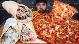 ASMR MEATSA PIZZA JUMBO DONAIRS AND FRIES MUKBANG [upl. by Nimaj]