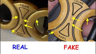 Real vs fake Celine belt How to spot fake Celine Paris Triomphe belt [upl. by Ablasor216]