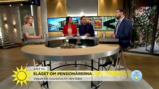 Debatt i studion Annika Strandhäll S och Jimmie Åkesson SD om pensionärerna  Nyhetsmorgon TV4 [upl. by Elodie311]