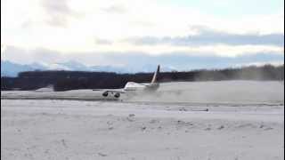 Boeing 747 taking off from Anchorage Airport AtlasAir Cargo Alaska [upl. by Ahsemal]