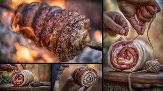 BEST CHRISTMAS PORCHETTA Bushcraft  YOU SHOULDNT SEE THIS [upl. by Trutko]