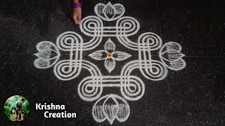 Easy Padi Kolam Design with 5x3x3 dots  Simple Padi Kolam  Beautiful Rangoli  Padi kolam Muggulu [upl. by Terrill]