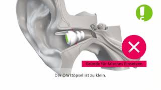 DE  How to insert earplugs  AudioNova hearing protection [upl. by Acisse149]