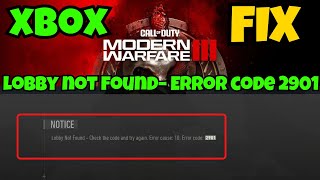 COD MW3 Lobby not found cause of error 10 error code 2901 Fix [upl. by Llirred]