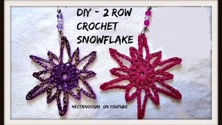 FREE CROCHET PATTERN  2 ROW CROCHET SNOWFLAKE ORNAMENT [upl. by Fonda]