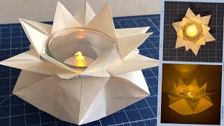 Origami Waldorf Stern Windlicht  Origami Star Lantern  DIY Paper Crafting  Teelichthalter [upl. by Ellener]