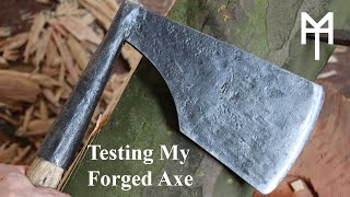 Testing My First Forged Axe Socketed Hewing Axe [upl. by Goren]