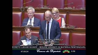 Dl carceri la dichiarazione di voto del parlamentare bresciano Gianantonio Girelli Pd [upl. by Shakespeare]