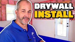 How to DIY Drywall For Beginners  Cutting amp Installing [upl. by Anilef119]