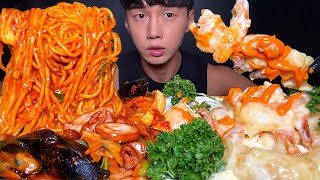 ASMR MUKBANG 쟁반 볶음짬뽕  크림새우  막창 먹방 SPICY NOODLES  CREAMY FRIED SHRIMP EATING SOUND [upl. by Weinhardt933]